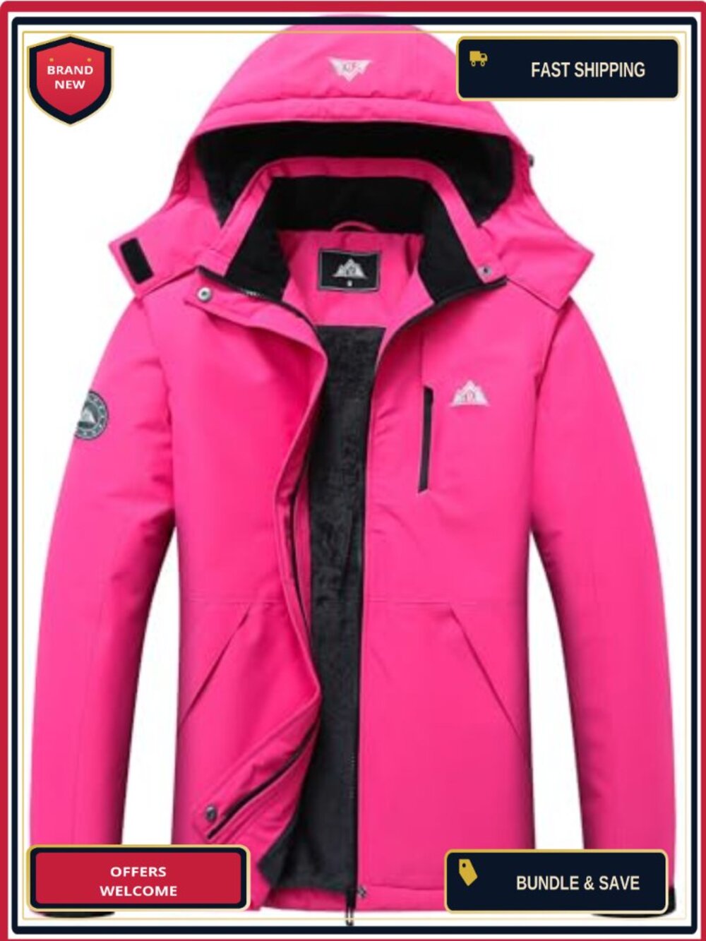 Waterproof Insulated Ski Snowboarding Jacket Detachable Hood Winter